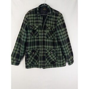 Dark Seas Division Flannel Plaid Shacket Mens M Green Black Lined Outdoor